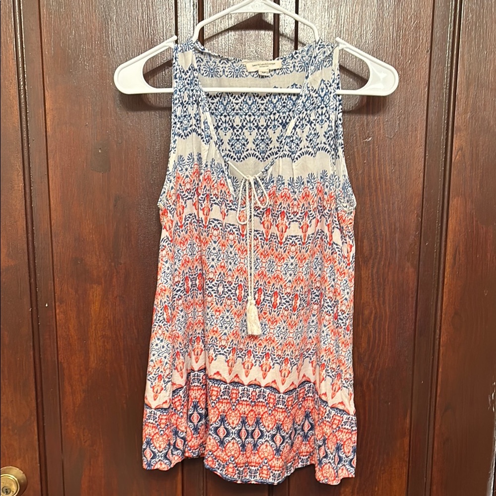 Beachlunchlounge Pink and Blue Tie Front Tank Top